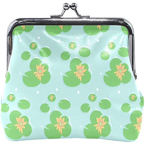 Cartera Flores de Loto Hojas Verdes Piscina de Agua Monedero Bolsas Monedero Titular de Cambio de Cuero Tarjeta Embrague Bolso