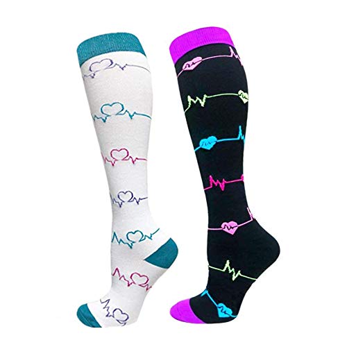 Cheeroyal 2 pares de calcetines de compresión 20-30 mmHg para hombres y mujeres, recuperación enfermera, correr, maternidad, embarazo, vuelo, viajes y deportes médicos, YS001-6+31., S-M