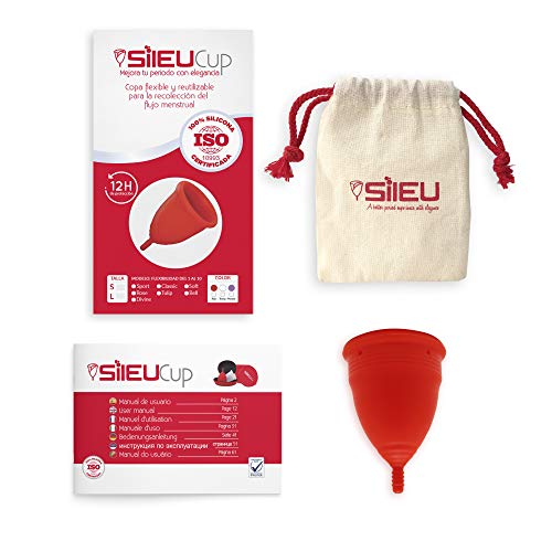 Copa Menstrual Sileu Cup Soft - Ayuda prevenir infecciones urinarias, cistitis, vejigas sensibles, calambres, cólicos menstruales - Disminuye dolor causado por menstruación - Talla S, Rojo