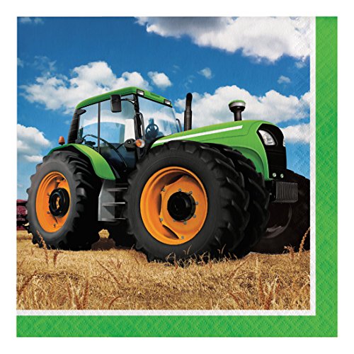 Creative Converting Tractor Time - Servilletas de papel para almuerzo, 13 pulgadas, 16 unidades, talla única