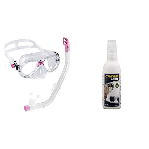 Cressi Set Marea VIP Jr - Gafas y Tubo de Buceo para niños Rosa + Premium Anti Fog - Antivaho Spray para Máscara de Buceo/Gafas de Natación, 60 ml