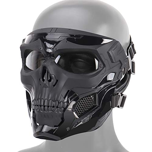 DETECH Paintball Casco Táctico Cráneo Mascarillas Transpirables Tiro Caza Mascarillas Hombres Cara Completa Airsoft Militar Halloween Fiesta Máscara