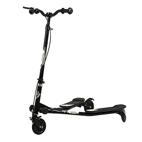 Dream ZX Scooter para niños Scooter Plegable de 3 Ruedas Scooter Y Wiggle de Altura Ajustable Adecuado para niños y niñas de 5 a 12 años. (Color : Negro)