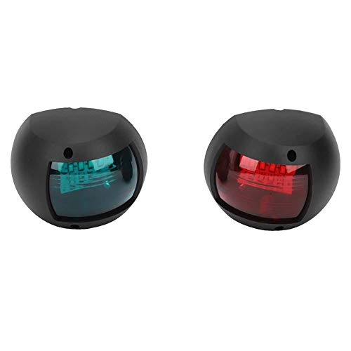 EBTOOLS Luces de navegación para embarcaciones, par de lámparas de señalización esférico rojo verde LED luz de navegación impermeable para barcos DC12V-24V 3W(Negro)