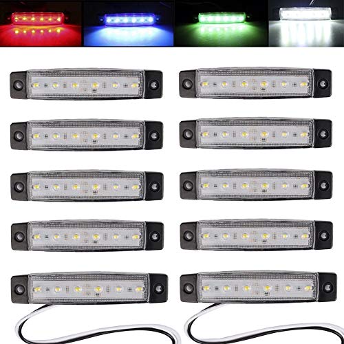 Electrely 10 piezas Indicadores LED Luces de Posición Laterales Delante Luz Trasera Posición Lámparas 12V para Camión de Remolque Caravana Autobús Barco Tractor Autocarava (blanco)