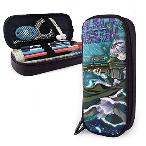 Estuche Escolar de Gran Capacidad, Bolsa de Lápiz Portable Estuche Organizador para Material Papelería con Cremallera Doble Anime Laguna Negra