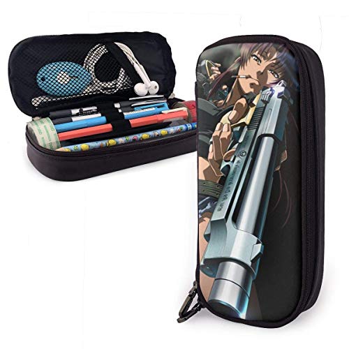 Estuche Escolar de Gran Capacidad, Bolsa de Lápiz Portable Estuche Organizador para Material Papelería con Cremallera Doble Anime Laguna Negra