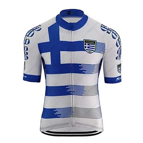 Factory8 - Country Jerseys - Men's Love Your Country! Cycling Jerseys - Team Greece "Blurring the Lines" Men's Short Sleeve Cycling Jersey - White - M