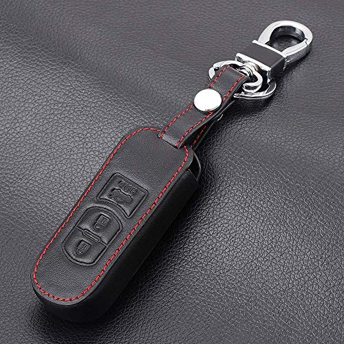 FFHJHJ Carcasa de Cuero para Llave de Coche, Estilo de Coche, Funda de Cuero para Llave de Coche para Mazda 3 2 5 6 Axela CX-3 CX-5 CX5 CX-7 CX7 CX-9 RX8, Accesorios para automóviles, 3 Botones INT