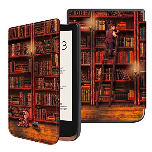 FINTIE Funda Compatible con Pocketbook Touch HD 3/Touch Lux 4/Basic Lux 2/Color (2020) e-Book Reader de 6"- Súper Delgada y Ligera Carcasa con Auto-Reposo/Activación, Biblioteca