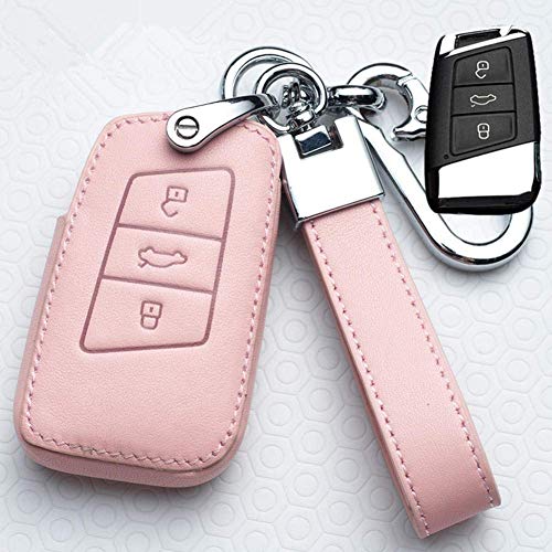 Funda De para Llave Funda De Cuero para Llave De Coche, para VW Volkswagen Tiguan Mk1 Mk2 Magotan Passat B5 B8 Polo Golf 4 5 6 7 Mk7 Jetta Polo EOS Scirocco C-Rosa