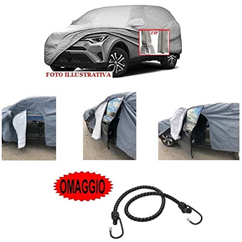 Funda para coche compatible con Mazda Mazda2 1.5 90 CV Skyactiv-G Exceed con cremallera lateral antilluvia, funda afelpada para coche, antiheladas, antiarañazos, talla M 470 x 190 x 185 cm