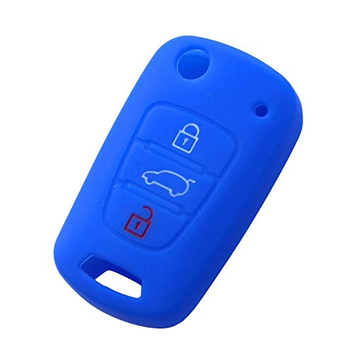 Funda para Llave De Coche, Funda De Silicona con Tapa Abatible para Llave De Coche, Funda Protectora Remota, Soporte para Bolsa Compatible con Hyundai I30 I35 Azul Oscuro Talla única