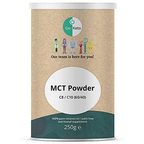 Go-Keto MCT Polvo, 250g | MCT C8/C10 prémium, 100% de aceite de coco sin aceite de palma | Perfecto para la dieta ceto| Crema de café ideal para un Bulletproof Coffee o un batido ceto | Paleo, vegano