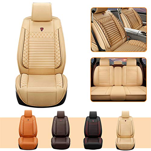 Handao-US Cubiertas de Cuero Asiento de Coche,para Mazda CX-3 CX-4 CX-5 CX-7 CX-9 CX-9 MX-5 Beige Cuero de PU Impermeable Cómoda Cubiertas de Asiento