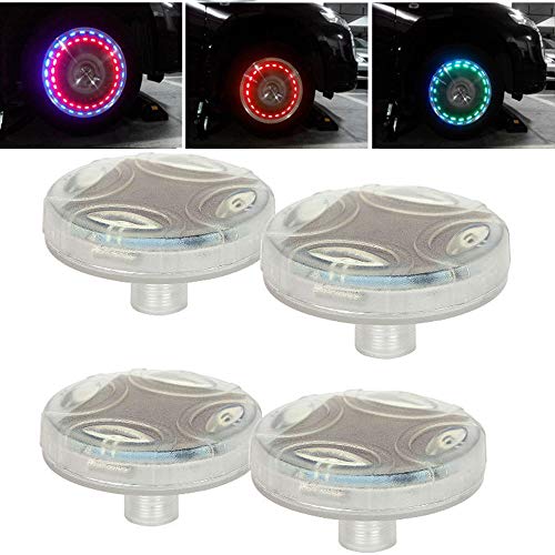 Hangang coche neumático rueda Luces 4pcs solar coche automático energía Solar Power Flash tapón de la válvula de aire luz con sensores de movimiento colorido LED Tire Luz Gas boquilla Cap sensores