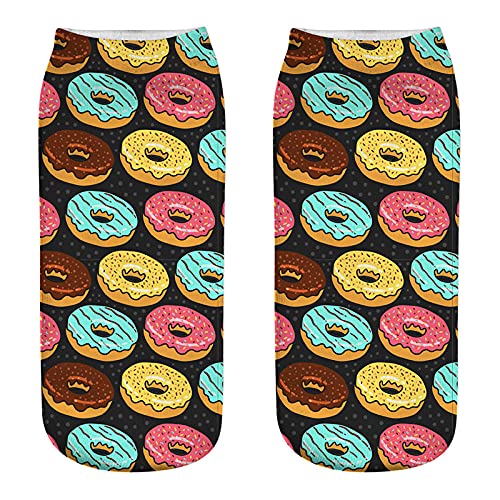 HHSW Medias De Compresión Donuts 3D Impresión Corta De Calcetines De Algodón Unisex-As21-9_Un Tamaño (Eu35-41)