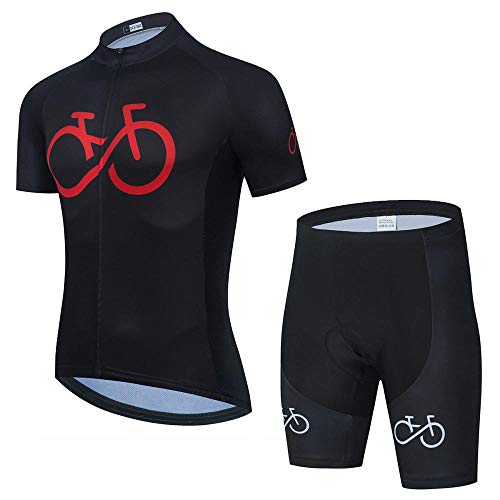HXTSWGS Cycling Jersey Bib Set MTB Uniform Bike Clothing Quick Dry Bicycle Wear Clothes Men sportful Cycling Jersey-Black Red 2_S