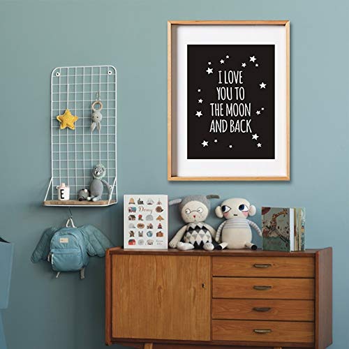 I Love You To The Moon and Back Nursery Decor Citas clásicas Lienzo Pintura POP Arte de la pared Póster en blanco y negro Decoración de la habitación de los niños A97 40x60cm