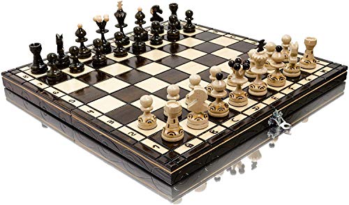 ¡Impresionante juego de ajedrez de madera europeo popular PEARL 35cm / 13.8in! Piezas y tablero de ajedrez hechos a mano por Master Of Chess