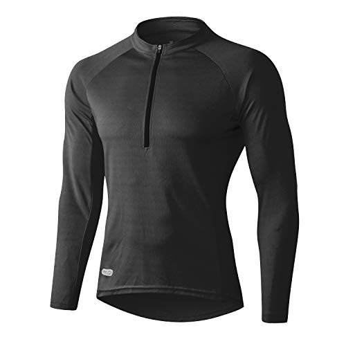 INBIKE Maillot Bicicleta Hombre Jersey Ciclismo con Mangas Largas Camiseta Interior Ciclista para Invierno(Negro, S)