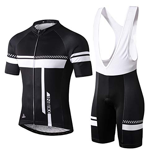 INBIKE Roapa Ciclismo con 3D Acolchado De Gel, Maillot Ciclismo + Pantalon/Culotte Bicicleta Transpirable Elástico Secado Rápido (Blanco,XL)