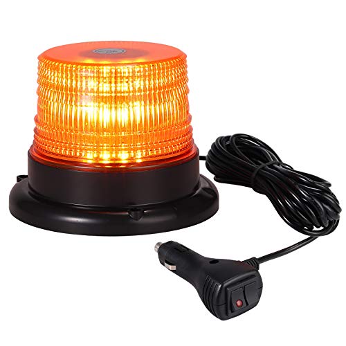 Justech 40W Luz Emergencia Coche Rotativo LED Luz de Advertencia Ámbar Luz de Estroboscópicas 7 Modos con 5m Cable IP67 Impermeable para 12V/24V Vehículo Camión Remolque Tractor