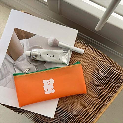 Kawaii Jelly Bear PVC Pencil-Box Estuche Lápiz Bolsa de Lápiz Bolsa de Pluma Lindo Papelería para Niños Suministros Escolares al por Mayor-Oso Naranja