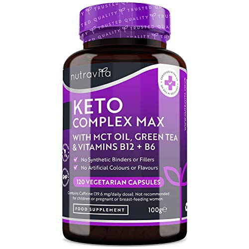 Keto Complex Max - Suministro para 2 mes (120 cápsulas) - Píldoras Dietéticas Keto para Hombres y Mujeres - MCT, té verde, vitaminas y minerales – combinar con dieta keto - fabricado por Nutravita