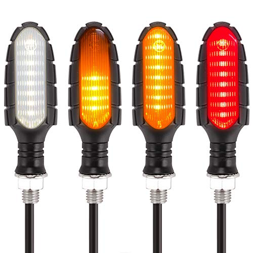 Kinstecks ​​4PCS indicadores de motocicleta, luces de señal de giro que fluyen, indicadores de giro de motocicleta, luces de circulación diurna, luces traseras, luces de freno de 12 V para motocicleta