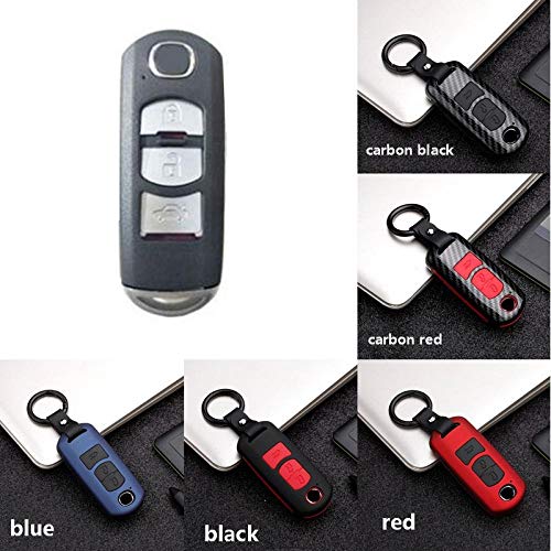 KJKJ ForCarbon Fiber Mate Remote Smart Car Key Case para Mazda2 3 5 6 8 CX5 CX7 CX9 M2 M3 M5 M6 GT Llavero Llavero Llavero Funda para Bolsa Negro B-Style