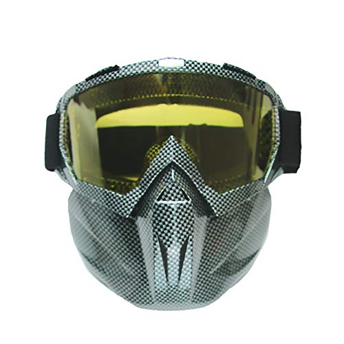 LALEO Gafas Moto Piel de Serpiente Cuatro Estaciones Máscara Desmontable Antichoque Antiviento Protección UV Multipropósito Motocross Aviador Scooter Gafas Gafas para Casco Jet Casco,Yellowlens