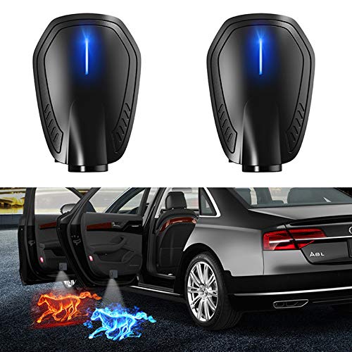 LIUSHI 2 unids Universal Wireless LED Puerta de Coche Bienvenido Láser Proyector Logo Ghost Sombra Noche Luz Accesorios para automóviles con batería incorporada Luces de Bienvenida