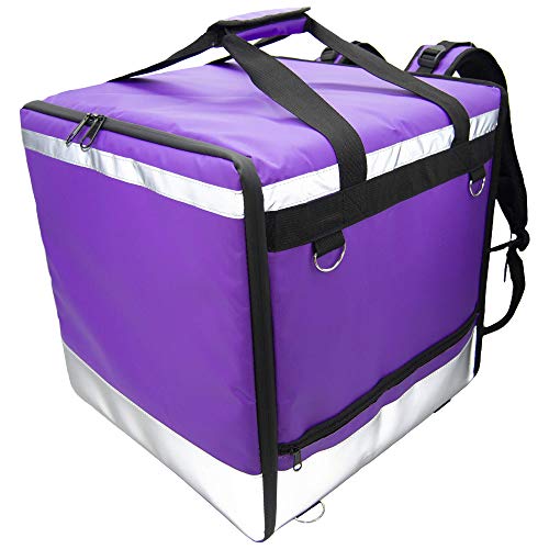 Lollipoper: Mochila de Reparto Isotérmica 45x45x45 cm para Entrega de Pedidos de Comida en Moto y bicicleta, Morada, Pizza,Hamburguesa, Bebida, Impermeable.