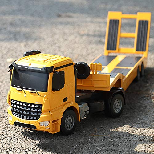 Lotees Niños de juguete RC remoto de coches de control de camiones de carga grande semi-remolque de plataforma del remolque Dump Truck regalos Ingeniería Maquinaria de tracción del modelo de Carga muc