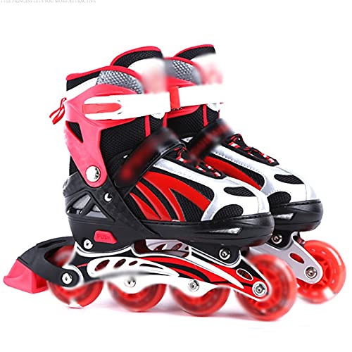 LTZ Patines en línea Ajustables para niños, Patines de Ruedas iluminadores para Interiores y Exteriores con Ruedas Totalmente iluminadas para niños/niñas/Adultos (Color : Rojo, Talla : US 7/EU 39)