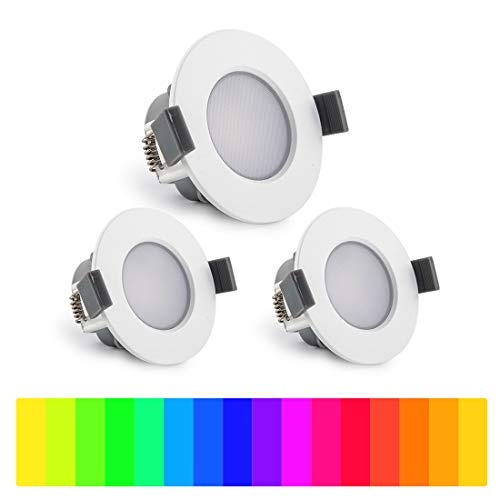 LUTEC 3 paquetes de luces de techo LED empotrables de 7,7 W, foco de control de aplicación regulable y que cambia de color, luces descendentes equivalentes para sala de estar, dormitorio, cocina