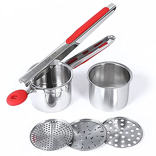 Machacador De Patatas Patata Mashers Acero Inoxidable Mashifunction Patata Mashers, Con Mango Antideslizante Potato Master, Reemplazo De Tres Capas, Alimentos Para Bebés Vegetales Master Para Puré De