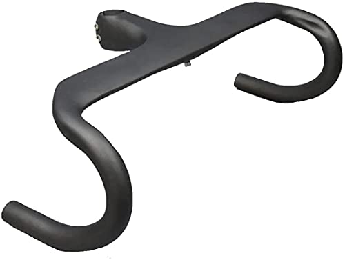 Manillar Largo Handlebar Bike Fibra de carbono completo Integrado Carretera MANDARIO MANDARIO CICINAL PIEZAS Piezas de bicicleta Handlebars con tallo para cuesta abajo Carreras de ciclismo (Color: Neg