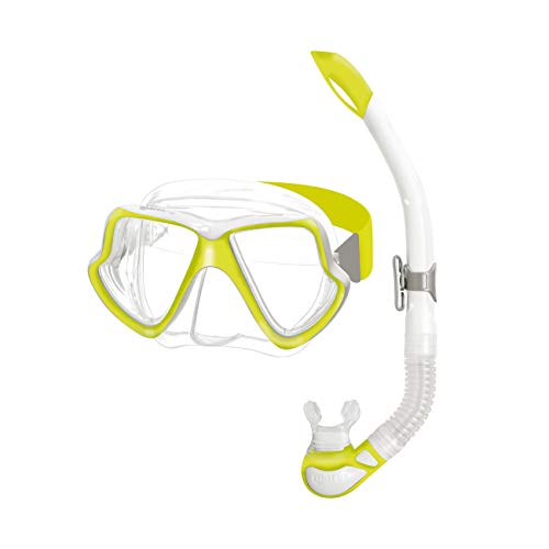 Mares 411779 411779-Kit Mascara y Tubo Snorkel Buceo Wahoo Neon Color Am/Bl/TR, Adultos Unisex