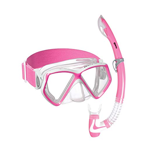 Mares 411788 411788-Kit Mascara y Tubo Snorkel Buceo Pirate Neon Color Ros/Bl/TR, Adultos Unisex, Infantil