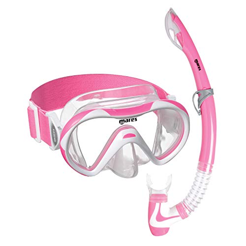 Mares 411789 411789-Kit Mascara y Tubo Snorkel Buceo Vento Neon Color Ro/Bl/TR, Adultos Unisex, Infantil