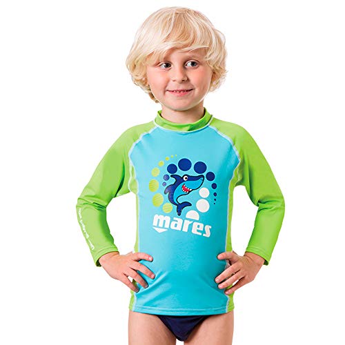 Mares Rash Guard Junior Camiseta De Buceo con Mangas Largas, Niños, Verde/Azul, S