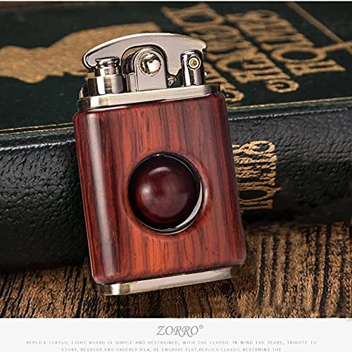 Mechero de madera retro pedernal queroseno encendedor gasolina personalidad sólida colección encendedor Gadget para hombre RedwoodRedBeads