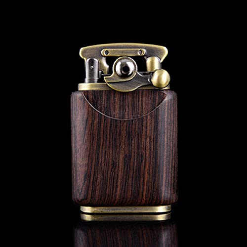 Mechero de madera retro pedernal queroseno encendedor gasolina personalidad sólido más ligero colección Gadget para hombre rojo