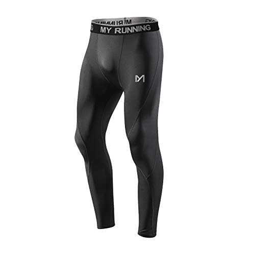 MEETYOO Leggings Hombre, Pantalón de Compresión Secado Rápido Pantalones Deporte Mallas Largas para Running Fitness Yoga