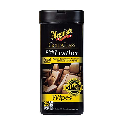 Meguiar's G10900 Gold Class Rich Leather Wipes - Toallitas para Cuero, 7" x 9"