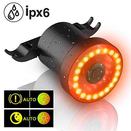 MEIDI Luz Trasera Bicicleta, XLite100 Inteligente USB Recargable Rojas LED IPX6 Impermeable Alarma Luz Trasera para Bici