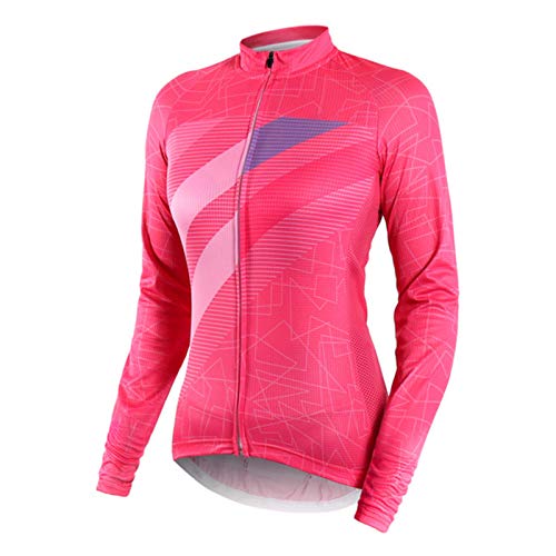 Mujer Viento Manga Larga Ropa Ciclismo,Transpirable Chaqueta De Ciclismo Cortavientos Alta Visivilidad Ropa De Ciclismo Reflectante De MTB,Adecuado Para Andar En Biciclet(Size:METRO,Color:Rosa)