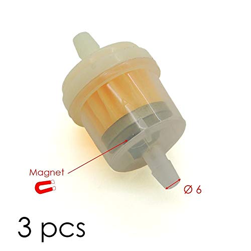 Mygoodprice - Lote de 3 filtros de combustible magnéticos para kart, moto o ciclomotor (diámetro 6 mm)
